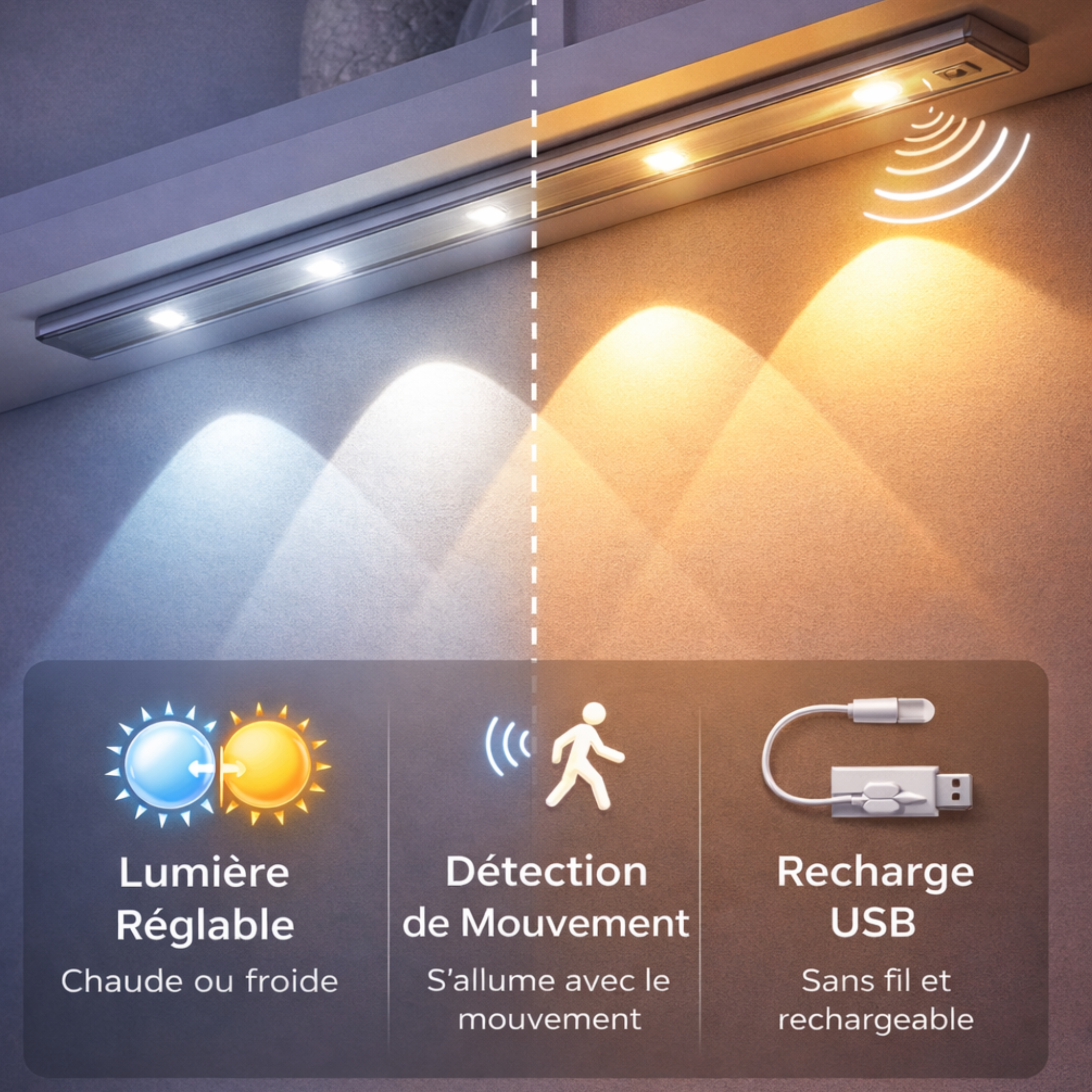 Lampe LED avec Détecteur de Mouvement – Sans Fil