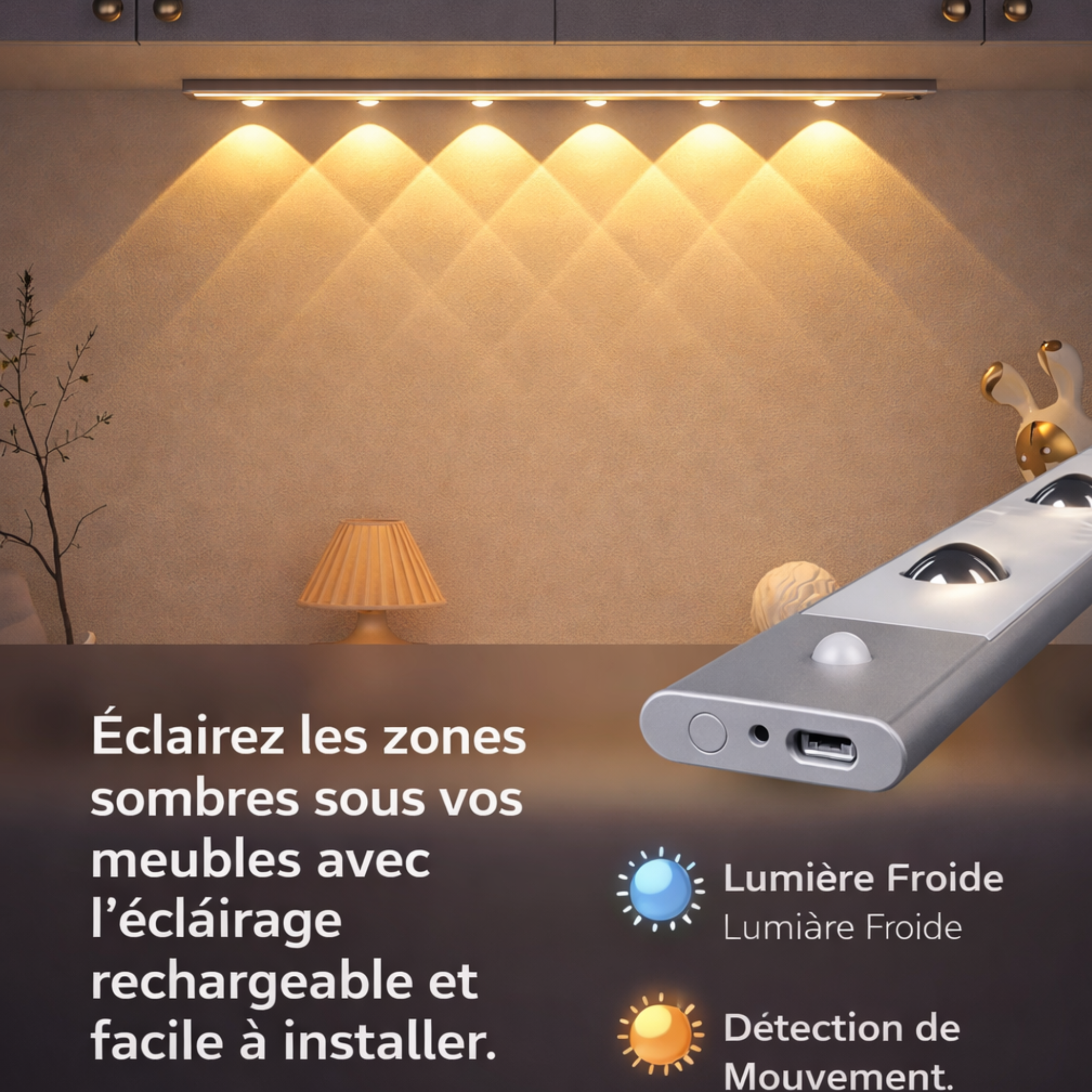 Lampe LED avec Détecteur de Mouvement – Sans Fil