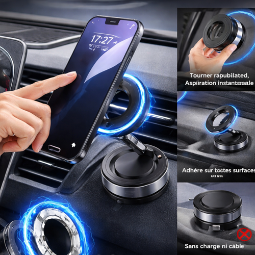 Support Téléphone Magnétique Rotatif 360° – Fixation Ultra Stable